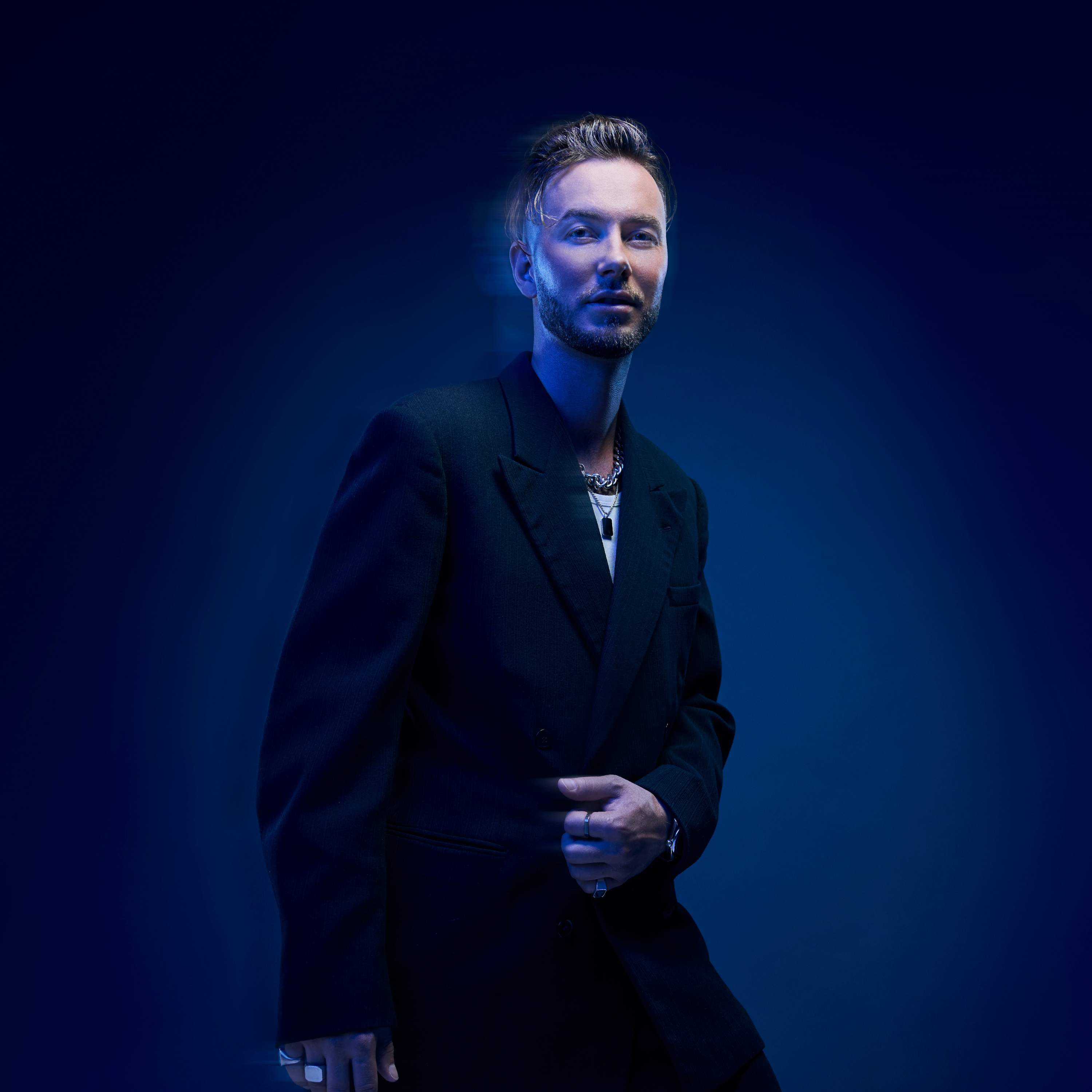 Team member in desert landscape